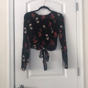 Floral black top
